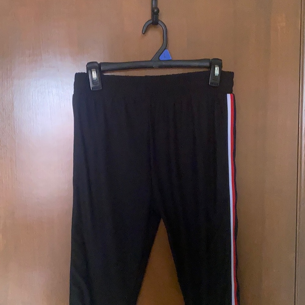 Black Leggings, with Red and White Strips